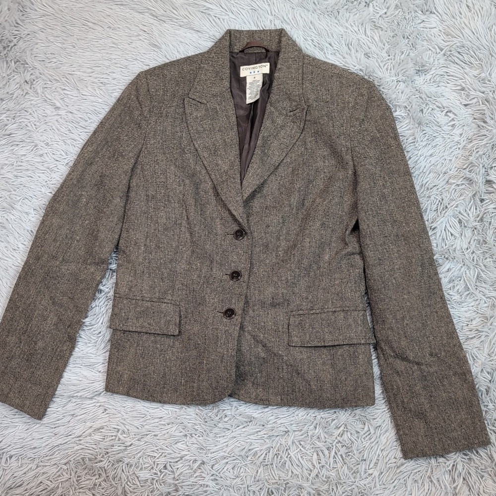 Vintage Covington Jacket Womens 8 Wool Blend Blazer Cozy Career Preppy Button Up